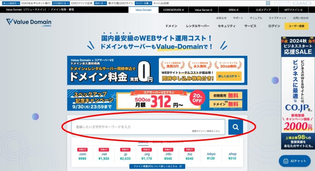 Value Domainドメイン取得